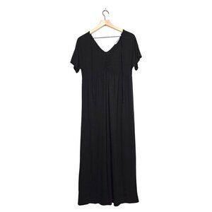 Forever Rose Black V-Neck Stretch Dolman Sleeve Maxi Dress Sz L